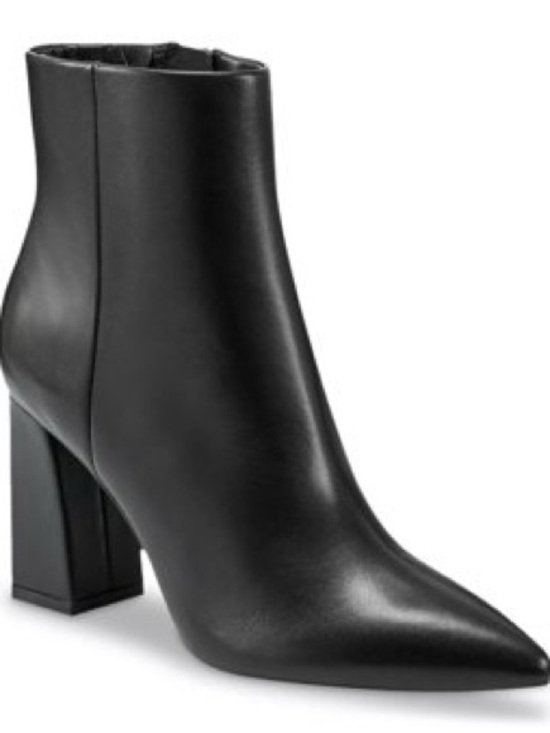 Marc Fisher Shoes - MARC FISHER Women’s Black Leather Pointed-Toe Ankle Block Heel Boots Size 9 NEW